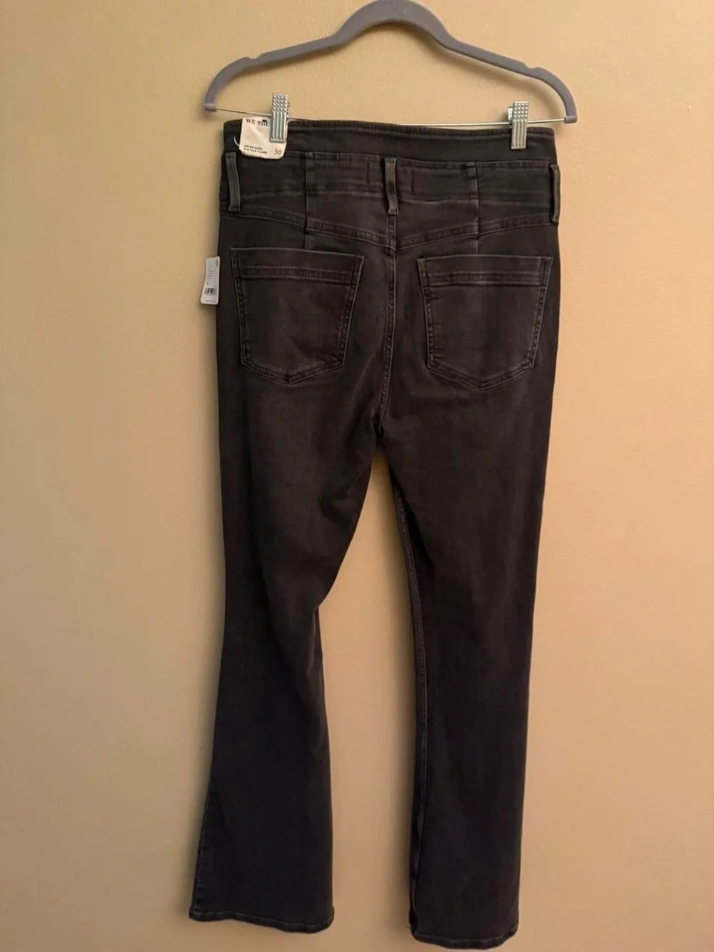 We The Free Charcoal Black High-Rise Button-Fly Flare Jeans